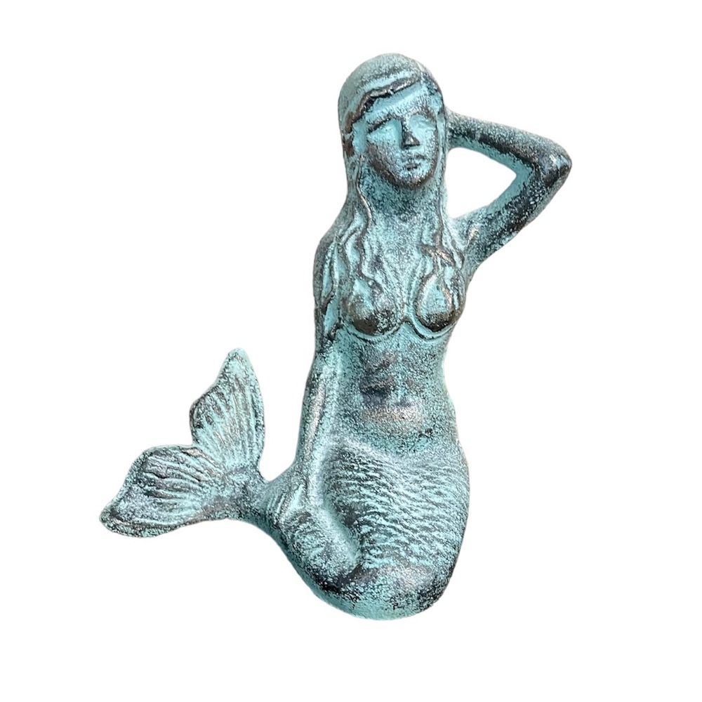 Turquoise & Brass Stone Side Sitting Mermaid  (Heavy)
6.5” Tall x 5.5” Wide